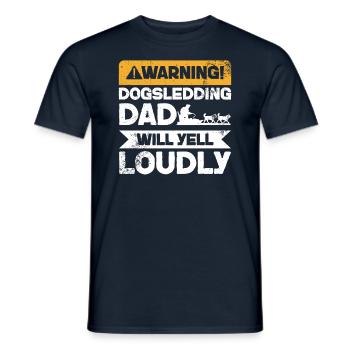 Warnschrei - Hundeschlitten Fahrender Papa - Männer T-Shirt - Navy - Vorne - AI Model Male 178 light (178cm)