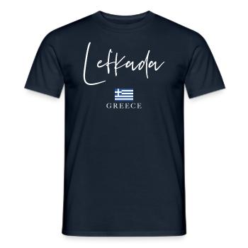 Greece Flag Holidays - Lefkada Island - Men's T-Shirt - navy - Front - AI Model Male 178 light (178cm)