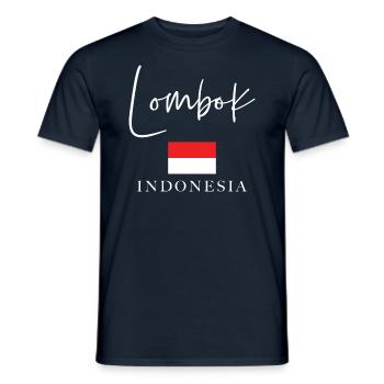Holidays with Greek flag - Island of Lombok - Men's T-Shirt - navy - Front - AI Model Male 178 light (178cm)