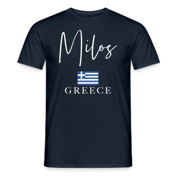 Vacances avec drapeau grec - Île de Milos - T-shirt homme - marine - Devant - AI Model Male 178 light (178cm)