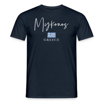 Greece Flag Holidays - Mykonos Island - Men's T-Shirt - navy - Front - AI Model Male 178 light (178cm)