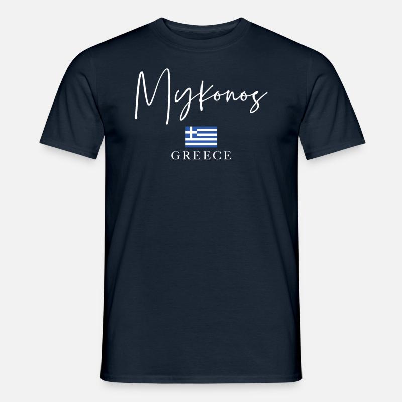 Vacances du drapeau de la Grèce - Île de Mykonos - T-shirt homme - marine