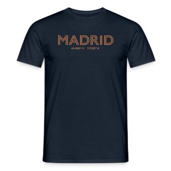 Spain City Coordinates - Madrid - Men's T-Shirt - navy - Front - AI Model Male 178 light (178cm)