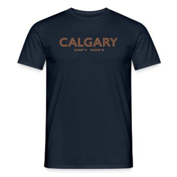 Canada Stadt Koordinaten - Calgary - Männer T-Shirt - Navy - Vorne - AI Model Male 178 light (178cm)
