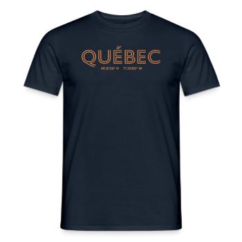 Coordonnées de la ville canadienne - Québec - T-shirt homme - marine - Devant - AI Model Male 178 light (178cm)