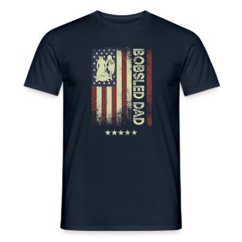 USA Amerikanische Flagge - Bobsled Dad - Männer T-Shirt - Navy - Vorne - AI Model Male 178 light (178cm)
