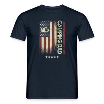 Drapeau américain des États-Unis - Camping Papa - T-shirt homme - marine - Devant - AI Model Male 178 light (178cm)