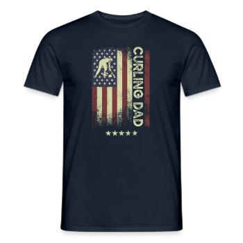Drapeau américain des États-Unis - Curling Papa - T-shirt homme - marine - Devant - AI Model Male 178 light (178cm)