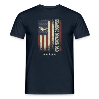 Drapeau américain des États-Unis - Bearded Dragon Dad - T-shirt homme - marine - Devant - AI Model Male 178 light (178cm)
