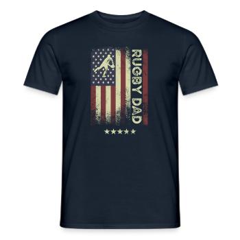 American Flag - Rugby Dad - Men's T-Shirt - navy - Front - AI Model Male 178 light (178cm)