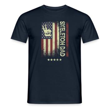 USA Amerikanische Flagge - Skeleton Dad - Männer T-Shirt - Navy - Vorne - AI Model Male 178 light (178cm)