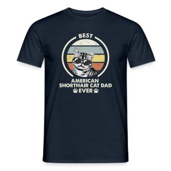 Papa chat - American Shorthair Katze - T-shirt homme - marine - Devant - AI Model Male 178 light (178cm)