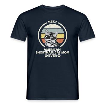Maman chat - Katze American Shorthair - T-shirt homme - marine - Devant - AI Model Male 178 light (178cm)