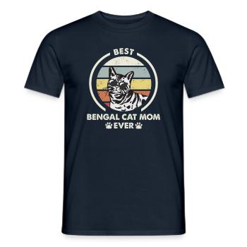 Katzenmama - Bengal Katze - Männer T-Shirt - Navy - Vorne - AI Model Male 178 light (178cm)