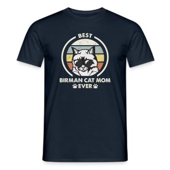 Katzenmama - Birman Katze - Männer T-Shirt - Navy - Vorne - AI Model Male 178 light (178cm)