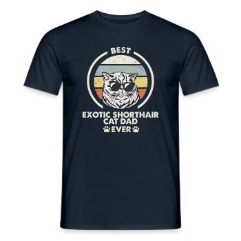 Cat Dad - Chat exotique à poil court - T-shirt homme - marine - Devant - AI Model Male 178 light (178cm)