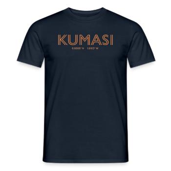 Coordonnées de la ville de Ghana - Kumasi - T-shirt homme - marine - Devant - AI Model Male 178 light (178cm)