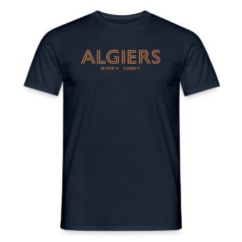 Algeria Stadt Koordinaten - Algiers - Männer T-Shirt - Navy - Vorne - AI Model Male 178 light (178cm)