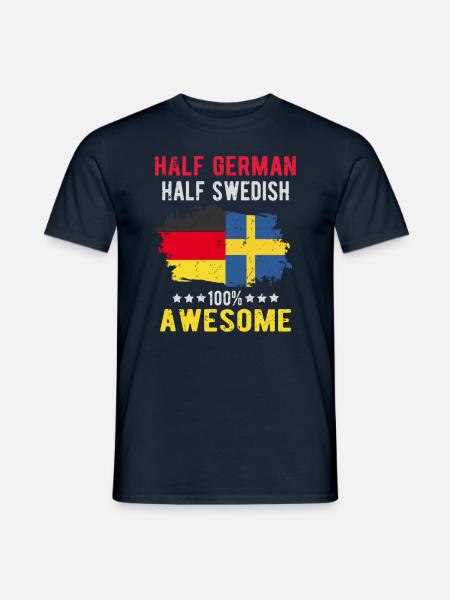 Hälften tyska hälften svenska - T-shirt herr - marinblå