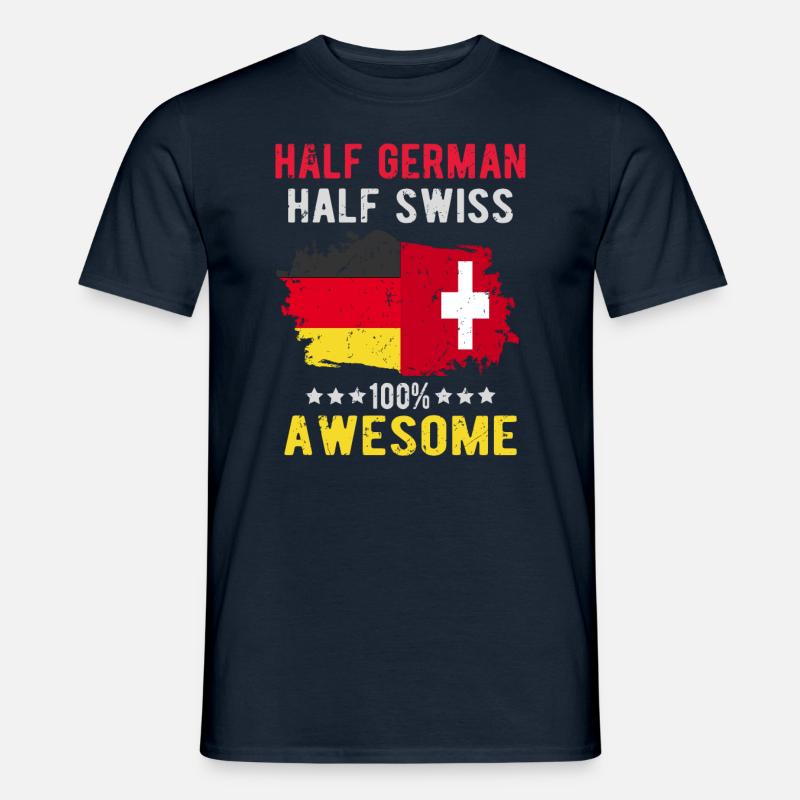 Halb Deutsch Halb Schweizer - Männer T-Shirt - Navy