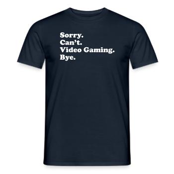 Sorry, Can’t Bye - Jeux vidéo - T-shirt homme - marine - Devant - AI Model Male 178 light (178cm)