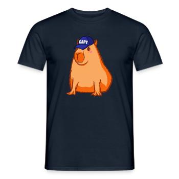 Capybara drôle en disant Capy Bara - T-shirt homme - marine - Devant - AI Model Male 178 light (178cm)