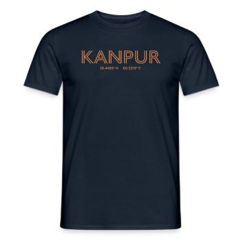 India City Coordinates - Kanpur - Men's T-Shirt - navy - Front - AI Model Male 178 light (178cm)