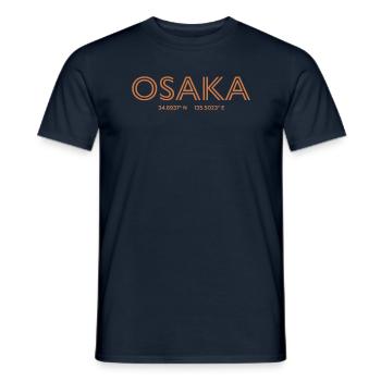 Japan City Coordinates - Osaka - Men's T-Shirt - navy - Front - AI Model Male 178 light (178cm)