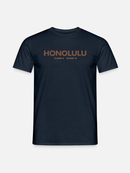 USA Stadt Koordinaten - Honolulu - Männer T-Shirt - Navy