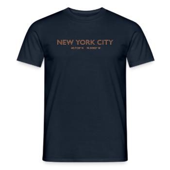 USA City Coordinates - New York City - Men's T-Shirt - navy - Front - AI Model Male 178 light (178cm)