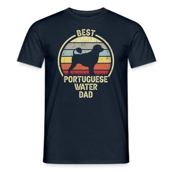 Meilleur père chien - chien d’eau portugais - T-shirt homme - marine - Devant - AI Model Male 178 light (178cm)