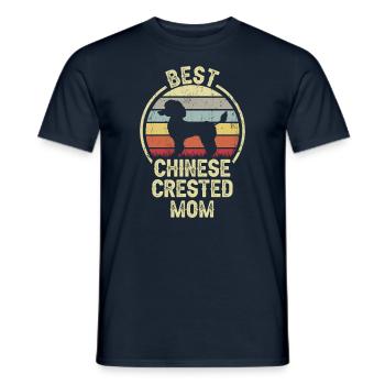 Dog Mom - Chinese Crested - Men's T-Shirt - navy - Front - AI Model Male 178 light (178cm)