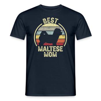 Dog Mother - Maltese - Men's T-Shirt - navy - Front - AI Model Male 178 light (178cm)