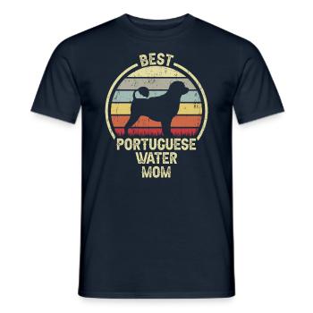 Dog Mom - Portuguese Water Dog - Men's T-Shirt - navy - Front - AI Model Male 178 light (178cm)