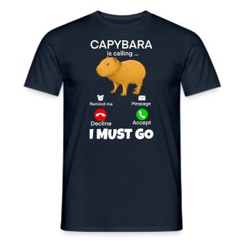 Capybara i must go - Männer T-Shirt - Navy - Vorne - AI Model Male 178 light (178cm)