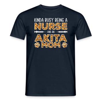 Infirmière Chien Mère - Akita - T-shirt homme - marine - Devant - AI Model Male 178 light (178cm)