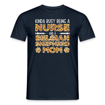 Sister dog mother - Belgian shepherd - Men's T-Shirt - navy - Front - AI Model Male 178 light (178cm)