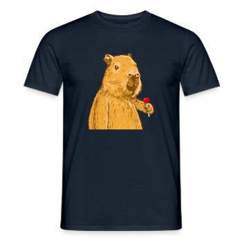 Capybara sucré avec sucette - T-shirt homme - marine - Devant - AI Model Male 178 light (178cm)
