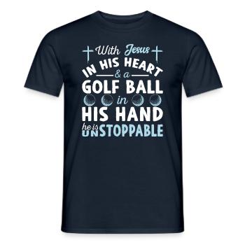 Jésus dans le cœur - Golfeurs - T-shirt homme - marine - Devant - AI Model Male 178 light (178cm)