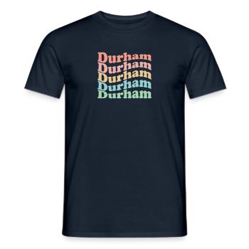 Vintage 70s Hippie USA City - Retro Durham - T-shirt homme - marine - Devant - AI Model Male 178 light (178cm)
