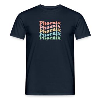Vintage 70s Hippie USA City - Retro Phoenix - Men's T-Shirt - navy - Front - AI Model Male 178 light (178cm)