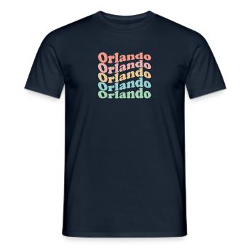 Vintage 70er Hippie USA Stadt - Retro Orlando - Männer T-Shirt - Navy - Vorne - AI Model Male 178 light (178cm)