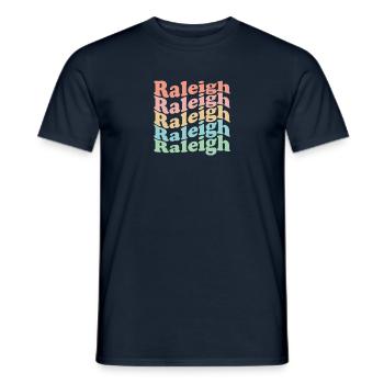 Vintage 70er Hippie USA Stadt - Retro Raleigh - Männer T-Shirt - Navy - Vorne - AI Model Male 178 light (178cm)