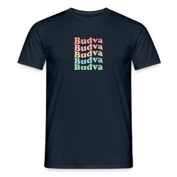 Vintage 70s Hippie Montenegro City - Retro Budva - T-shirt homme - marine - Devant - AI Model Male 178 light (178cm)