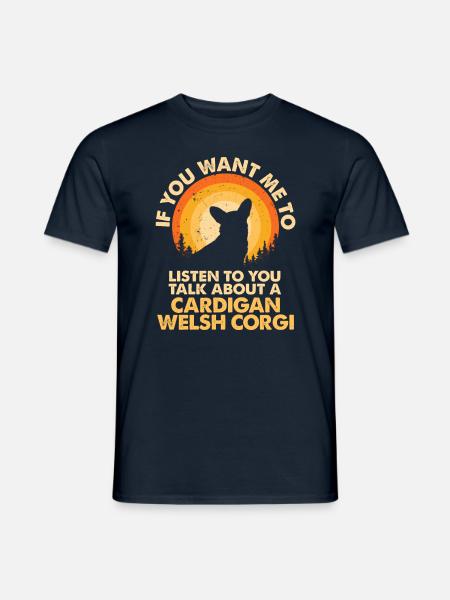 Puhu Walesin koirasta, joka taistelee corgia vastaan - Miesten T-paita - laivasto sininen