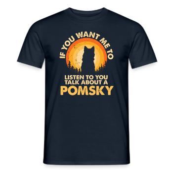 Parlez du chien Pomsky - T-shirt homme - marine - Devant - AI Model Male 178 light (178cm)