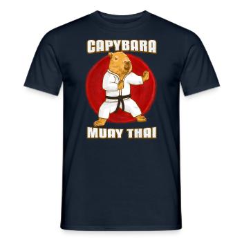 Capybara Martial Arts Black Belt Muay Thai - Men's T-Shirt - navy - Front - AI Model Male 178 light (178cm)