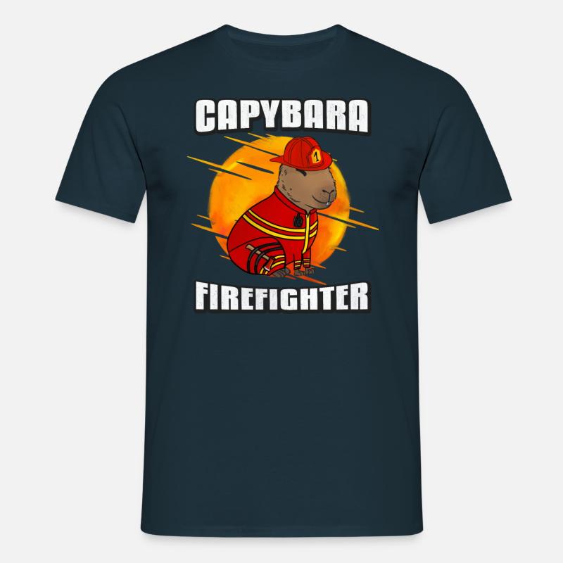 Fireman Capybara - Men's T-Shirt - navy