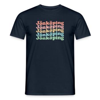 Vintage 70s Hippie Sweden City - Retro Jönköping - T-shirt homme - marine - Devant - AI Model Male 178 light (178cm)