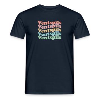 Vintage 70er Hippie Latvia Stadt - Retro Ventspils - Männer T-Shirt - Navy - Vorne - AI Model Male 178 light (178cm)